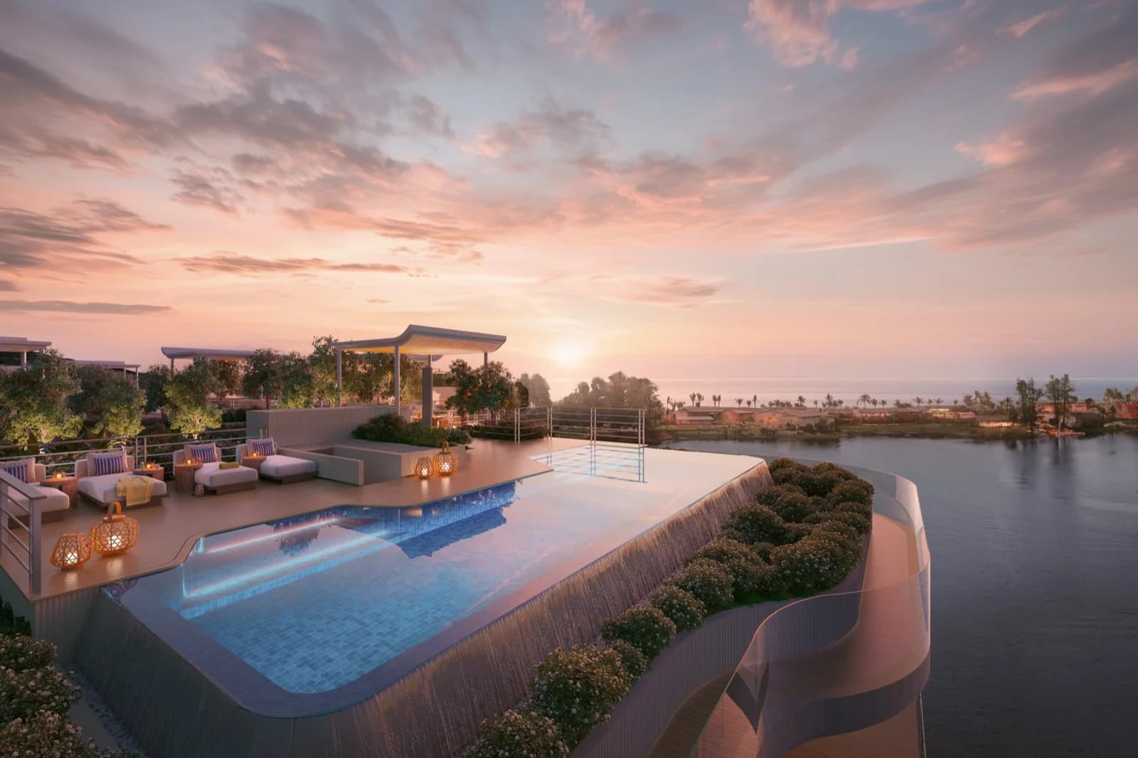 Bellaguna sunset perspective render
